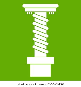 Spiral tool icon white isolated on green background. Vector illustration