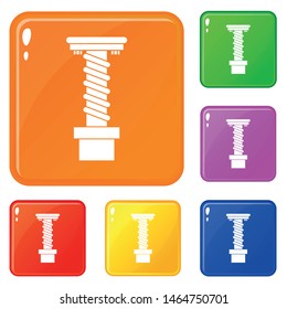 Spiral tool icons set collection vector 6 color isolated on white background