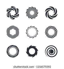 Gráficos vectores de espiral, tornado, vórtice, huracán