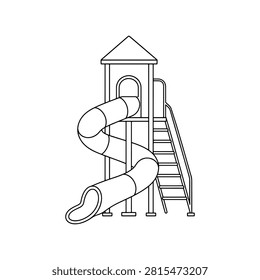 Spiral Tower Slide Line Art Icon for Playground