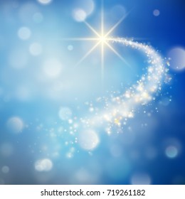 Spiral trail with bokeh effect shooting star christmas background. And also includes EPS 10 vector