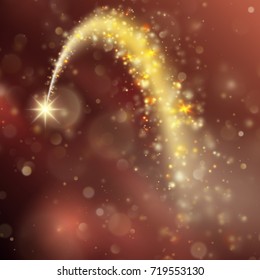 Spiral trail with bokeh effect shooting star christmas background. And also includes EPS 10 vector
