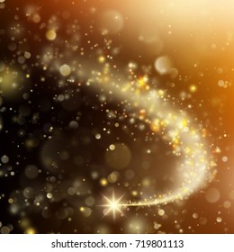 Spiral trail with bokeh effect shooting star christmas background. And also includes EPS 10 vector