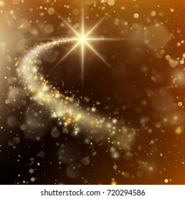 Spiral trail with bokeh effect shooting star christmas background. And also includes EPS 10 vector