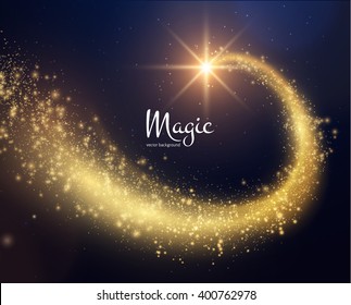 Spiral trail shooting star vector christmas background. Vector eps10.