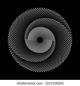 Spiral with transition lines as dynamic abstract vector background or logo or icon. Yin and Yang symbol.