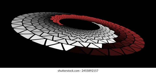 Spiral with triangles as dynamic abstract vector background or logo or icon. Abstract background with triangles in circle. Artistic illustration with perspective. Yin and Yang symbol concept.