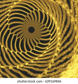 Spiral. Tunnel. Array with Dynamic Particles. Futuristic Style. Cyberspace Grid. 3D Vector Illustration.