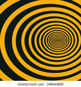 Spiral tunnel with a large number of turns goes aside. Uniform reduction of the intervals. Vector background for creative images.