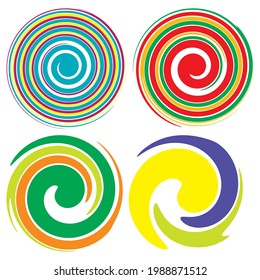 Spiral, twirl, whirl design element. Volute, helix, kink shape. Abstract vector illustration