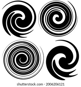 Spiral, twirl, whirl design element. Volute, helix, kink shape. Abstract vector illustration