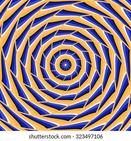 Spiral twisting to center. Abstract vector optical illusion background.
