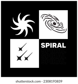 Spiral Typography Patch V77 Patch Streetwear, Urban Design Black and White Colors Patch Commercial Use