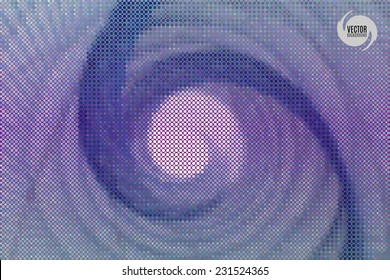 spiral vector background made of tiny geometric particles