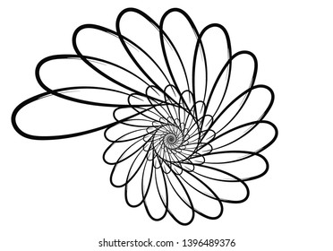 Spiral vector design elements. Abstract lines black and white. Swirl background.