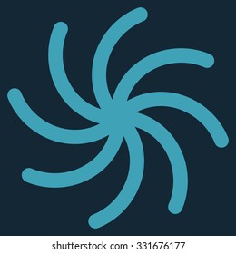 Spiral vector icon. Style is flat blue symbol, rounded angles, dark blue background.