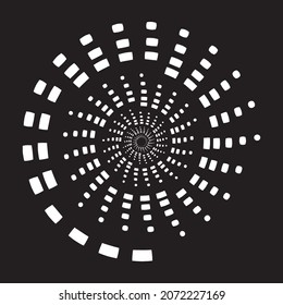 Spiral vector Illustration. Abstract swirl form with dots. Tornado vector illustration. Top view. Spiral background. Business spiral background. Technology spiral background. Swirl background