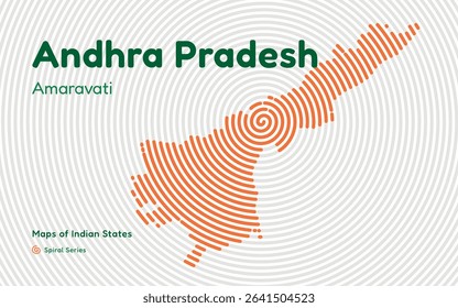 Spiral Vector Map of Andhra Pradesh with Capital Amaravati – India State Series