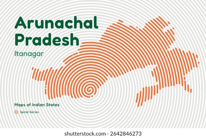 Spiral Vector Map of Arunachal Pradesh with Capital Itanagar – Eastern Frontier State