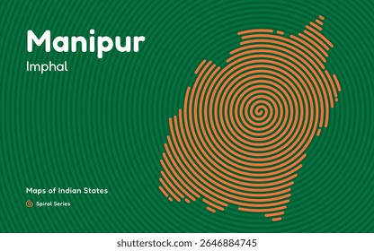 Mapa do vetor espiral de Manipur com a capital Imphal - Northeastern Indian State Design