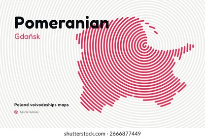Spiral Vector Map of Pomeranian Voivodeship with Gdańsk in the Center