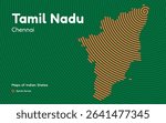 Spiral Vector Map of Tamil Nadu with Capital Chennai – Indian State Series