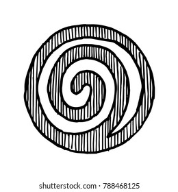 spiral in vintage engraving style. isolated on white background. 