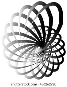 Spiral volute, snail shape, element. Rotating, twirling abstract monochrome illustration. Circular curlicue, twisting lines.