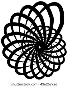 Spiral volute, snail shape, element. Rotating, twirling abstract monochrome illustration. Circular curlicue, twisting lines.