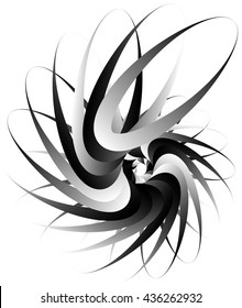 Spiral volute, snail shape, element. Rotating, twirly abstract monochrome vector illustration. Circular curlicue, twisting lines.