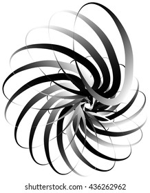 Spiral volute, snail shape, element. Rotating, twirly abstract monochrome vector illustration. Circular curlicue, twisting lines.