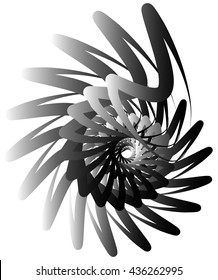 Spiral volute, snail shape, element. Rotating, twirling abstract monochrome illustration. Circular curlicue, twisting lines.