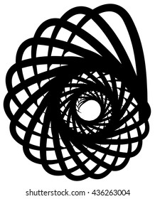 Spiral volute, snail shape, element. Rotating, twirly abstract monochrome vector illustration. Circular curlicue, twisting lines.