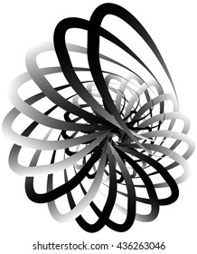 Spiral volute, snail shape, element. Rotating, twirly abstract monochrome vector illustration. Circular curlicue, twisting lines.