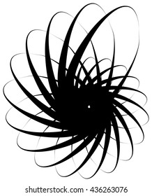 Spiral volute, snail shape, element. Rotating, twirly abstract monochrome vector illustration. Circular curlicue, twisting lines.