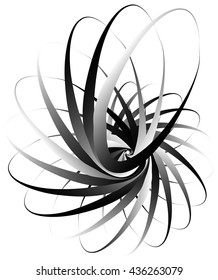 Spiral volute, snail shape, element. Rotating, twirly abstract monochrome vector illustration. Circular curlicue, twisting lines.