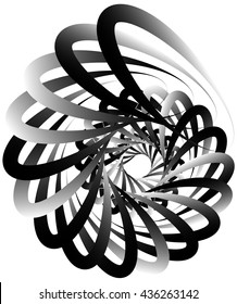 Spiral volute, snail shape, element. Rotating, twirling abstract monochrome illustration. Circular curlicue, twisting lines.