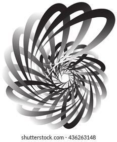 Spiral volute, snail shape, element. Rotating, twirly abstract monochrome vector illustration. Circular curlicue, twisting lines.