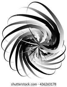 Spiral volute, snail shape, element. Rotating, twirling abstract monochrome illustration. Circular curlicue, twisting lines.