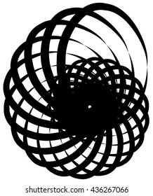 Spiral volute, snail shape, element. Rotating, twirly abstract monochrome vector illustration. Circular curlicue, twisting lines.