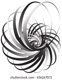 Spiral volute, snail shape, element. Rotating, twirly abstract monochrome vector illustration. Circular curlicue, twisting lines.