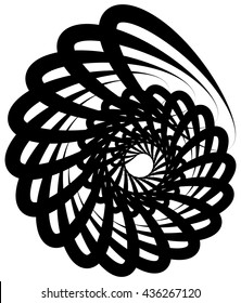 Spiral volute, snail shape, element. Rotating, twirly abstract monochrome vector illustration. Circular curlicue, twisting lines.