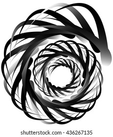 Spiral volute, snail shape, element. Rotating, twirly abstract monochrome vector illustration. Circular curlicue, twisting lines.