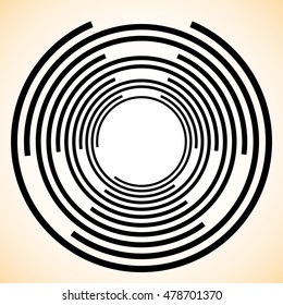 Spiral / Vortex element. Concentric, radiating lines abstract graphic