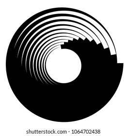 Spiral, vortex elements. Swirl, twirl shape on white