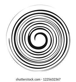 spiral vortex swirl circle lines concentric shape black geometric illustration isolated on white vector background design element