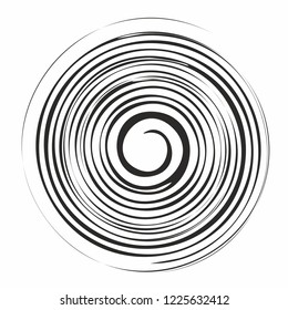 spiral vortex swirl circle lines concentric shape black geometric illustration isolated on white vector background design element