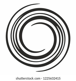 líneas redondeadas de vórtice espiral formas concéntricas ilustraciones geométricas negras aisladas en el elemento de diseño de fondo vectorial blanco