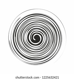 spiral vortex swirl circle lines concentric shape black geometric illustration isolated on white vector background design element