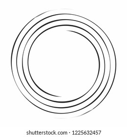 spiral vortex swirl circle lines concentric shape black geometric illustration isolated on white vector background design element